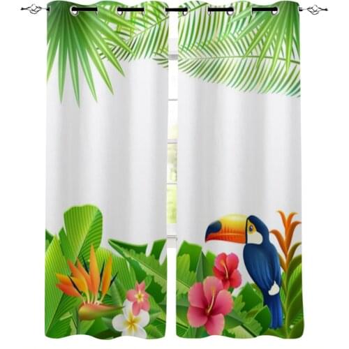 Tropical Leaf Flower Bird Windows Curtains for Living Room Child Bedroom Window Treatment Blinds Kitchen Curtains