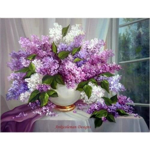 Embroidery Counted Cross Stitch Kits Needlework - Crafts 14 ct DMC Color DIY Arts Handmade Decor - Lilac by the window