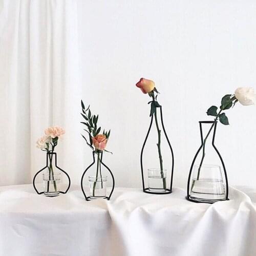 Vase-shaped Iron Flower Storage Rack Retro Metal Plant Holder Rack Bottle Ornament Nordic Styles Iron Vase for Home Decor