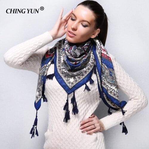 New pattern Ethnic Russian style tassels Bandana SquareLadies' Scarves Autumn & Winter wraps shawl cotton women scarf 2018