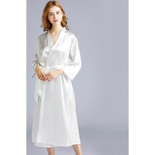 Womens Silk Nightgown Wedding Dressing Gown Embroidered Bride Cardigan Robe Long Dressing Gown Satin Solid Color Sexy Nightgown