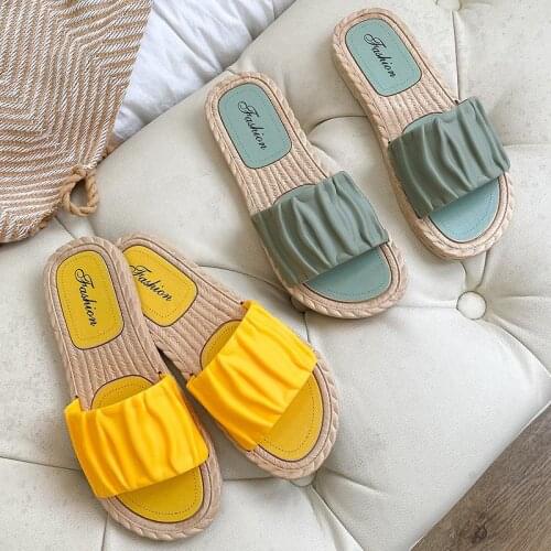 2021 New Fashion Casual Summer Solid Color Womens Shoes Sandals Cover Large Size Flat Sweet Slippers Women