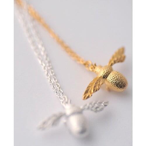 Daisies 925 Sterling Silver Fine Jewelry Cute Bee Animal Necklaces & Pendants For Women Hypoallergenic collar de plata