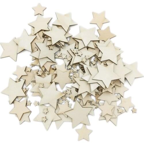 10-80mm Wood Slices Star Shaped DIY Blank Wooden Craft Embellishments Ornaments for Art DIY Decoration
