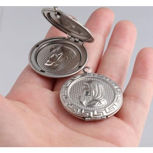 100% stainless steel Virgin Mary Photo Pendant Locket Metal Virgen Maria Lockets Mirror Polished Wholesale 10pcs