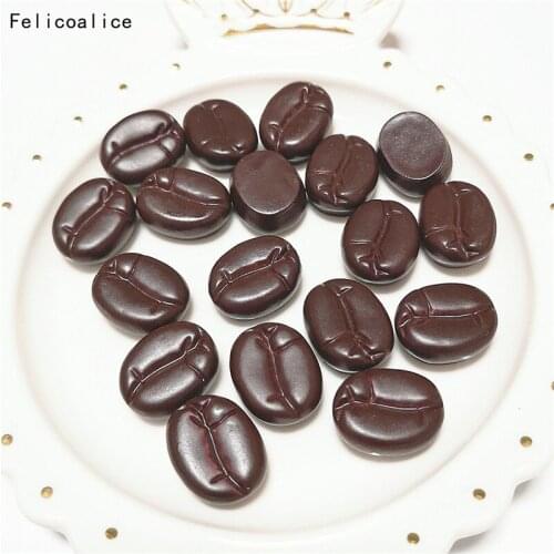 200Pcs Simulation Miniature Coffee Beans Flatback Resin Cabochon Fake Food Scrapbooking Craft DIY Phone Decoration Accessories