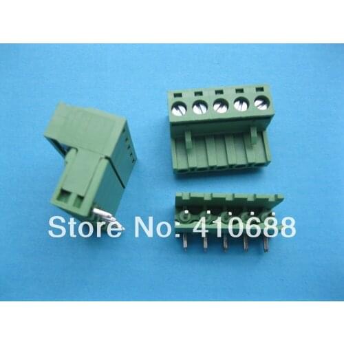 24 Pcs Angle 5 way/pin Pitch 5.08mm Screw Terminal Block Connector Pluggable Type Green 2EDCK-2EDCR-5.08