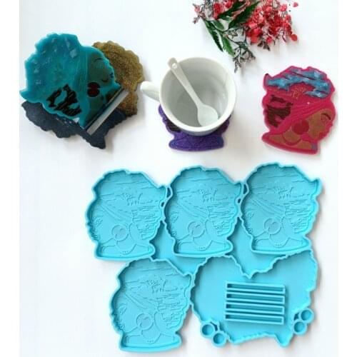Afro Female Rolling Tray Epoxy Resin Mold African Goddess Fruit Plate Silicone Mould DIY Crafts Jewelry Casting Tools