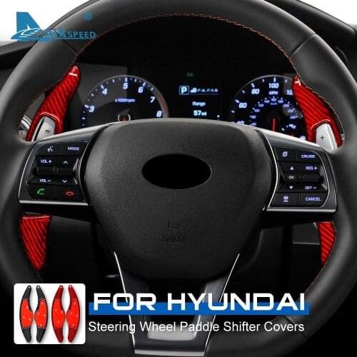 AIRSPEED Real Carbon Fiber for Hyundai Sonata 2014-2019 Accessories Interior Trim Steering Wheel Paddle Shifter Cover Sticker