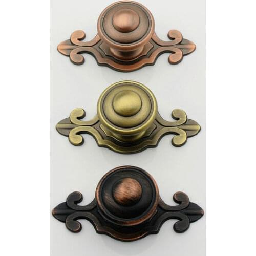 Antique Bronze Copper Dresser Drawer Pull Handles Knob Backplate Metal Pulls / Vintage Style Cabinet Handle Pull Knobs Hardware
