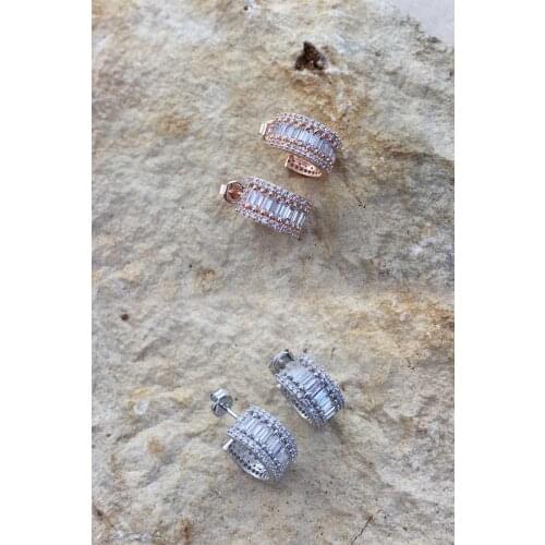 Baget Zircon Silver Women Earrings