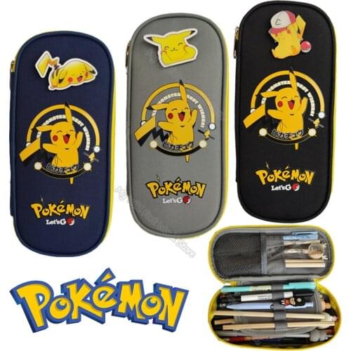 Pokemon Pencil Case Pikachu Large Capacity Pencilcase Kid School Stationery Supplies Student Pencil Bag Pen Storage Box Pouch