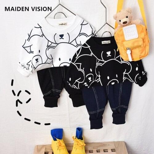 Children Spring Autumn Clothes Baby Boys Cartoon Clothing Sets Cute Bear Printed Warm Sweatsets for Baby Boys Girls Kids Clothes