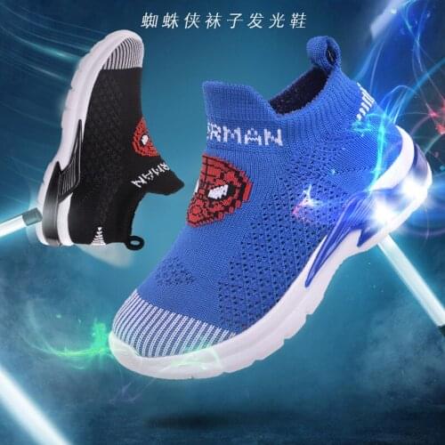 Disney cartoon childrens socks shoes flying woven waterproof boys flash shoes LED light shoes caterpillar casual shoes shoes