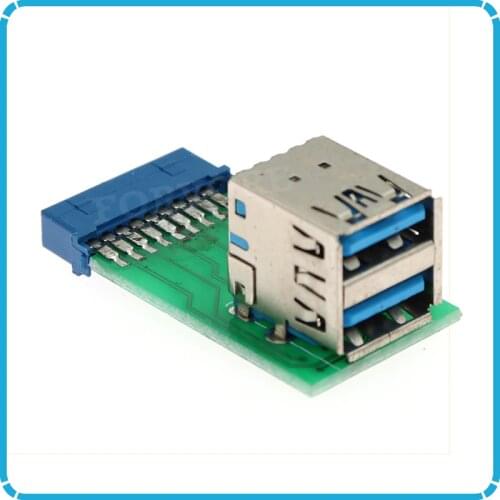 Double decker USB 3.0 Hub 19pin header to Dual USB3.0 A Female Port Converter Card