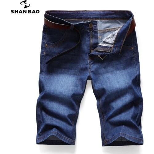 2021 Summer New Fit Straight Lightweight Denim Shorts Classic Pocket Youth Mens Brand Thin Casual Jeans Dark Blue Light Blue