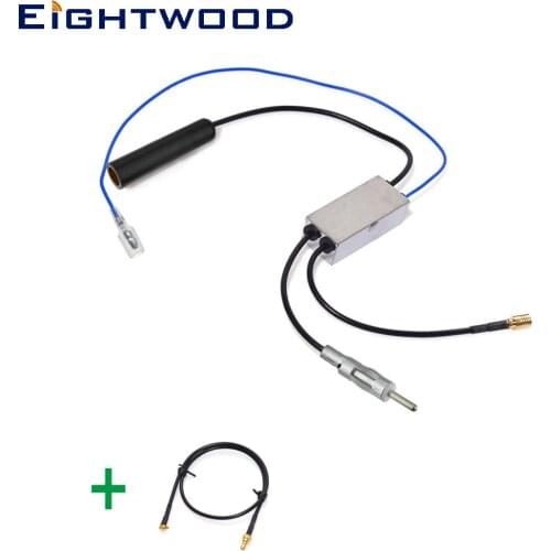 Eightwood Conversion DAB Car Radio Aerial FM/AM to DAB/FM/AM Antenna Converter/Splitter With SMB to MMCX Cable for European Cars