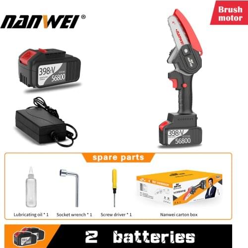 NANWEI 4 Inch 20V Mini Electric Chain Saw With Lithium Battery Rechargeable One-handed Woodworking Pruning Garden Tool