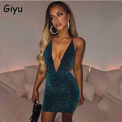 Giyu Night Club Party Woman Dress Sexy Bandage Deep V Neck Backless Mini Dresses Summer Bodycon Off Shoulder Lace Up Vestidos