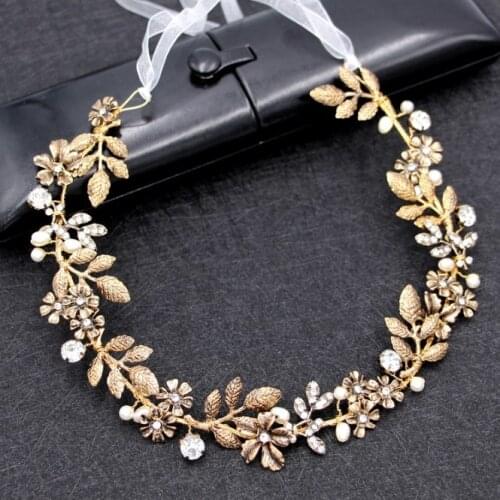 Greek Goddess Hair Vine Tiara Bridal Olive Crown Headband Gold Leaf flower Branch Headpiece Roman Wedding Jewelry Accessories