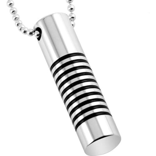 IJD2464 Cylinder Tube Cremation Jewelry for Ashes Pendant Locket Stainless Steel Keepsake Memorial Urn Necklace for Men Women