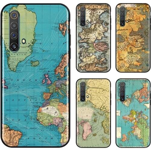 Worid Map travel For OPPO Find X3 X2 K5 K3 R17 R15 R9S F19 F15 F11 F9 F7 F5 Neo lite Pro Black Soft Phone Case