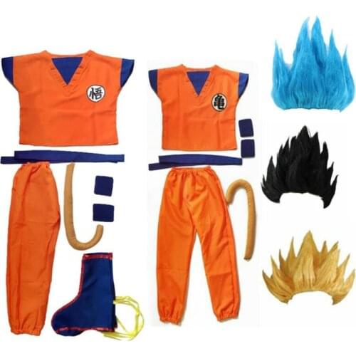 Adult Child Kids Z Son Goku Cosplay Costume Suit Halloween Dress Wig