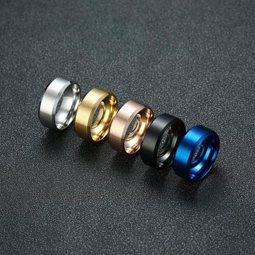 Personality Simple 8mm Classic Finger Ring Fashion Men 316L Stainless Steel Multicolor Ring Trend Men Nightclub Party Jewelry