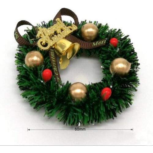 60mm Diameter Micro Landscape Christmas Bell Cloth Art Wreath Rattan Reed Wreath Garland Christmas Decoration Party Supplies 50g
