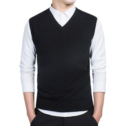 Spring And Autumn Thin Male Vest Korean-style on Clothes Cotton V-neck Sleeveless Sweater Slim Fit Waistcoat Sweater Mens