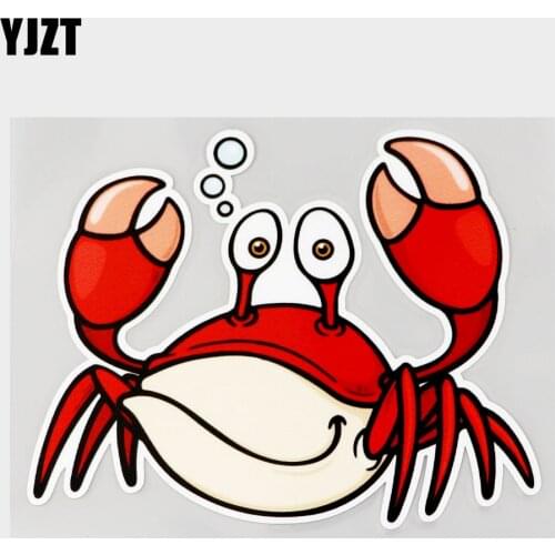 YJZT 13.4CM×10.8CM Car Sticker Lovely Red Crab With Big Tongs PVC Decal 11C-0254