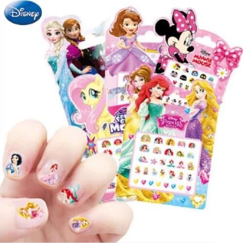 Frozen Princess elsa Anna Makeup Nail Stickers Toys Disney snow White Sophia Mickey Minnie kids Cartoon toys action figure dolls