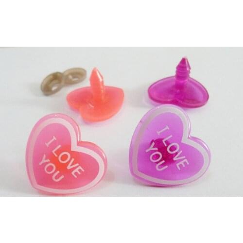 New fashion 40pcs/lot 23x26mm heart shape with words plastic toy nose & soft washer for diy handcraft findings--color option