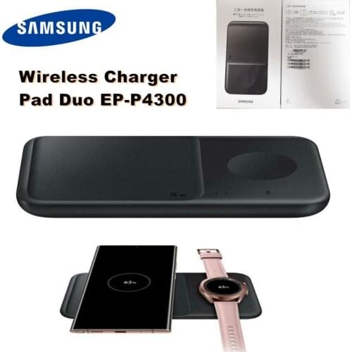 Official Samsung Wireless Charger Pad Duo EP-P4300 For Buds Pro Watch 3 Active 1/2 For iPhone Galaxy Series phones For airpods