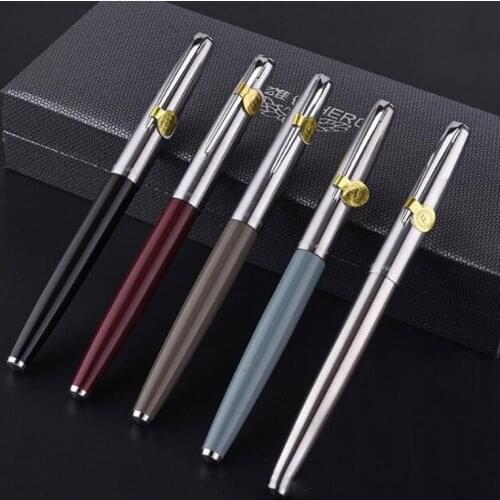 Luxury Brand Set Box HERO 100 Fountain Pen Classic 14K Gold Nib Stationery Student Office School Supplies Ink Pens