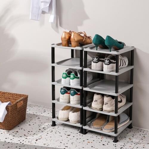 5 Layers Plastic Free Assembly Stackable Shoe Storage Rack Dustproof Shoes Cabinet Organizer Shelf