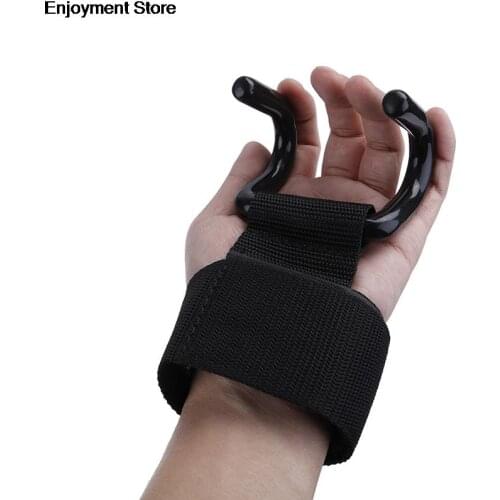 Unisex Adjustable Strong Steel Hook Grips Straps Weight Lifting Strength Training Gym Fitness Black Wrist Support Lift Straps