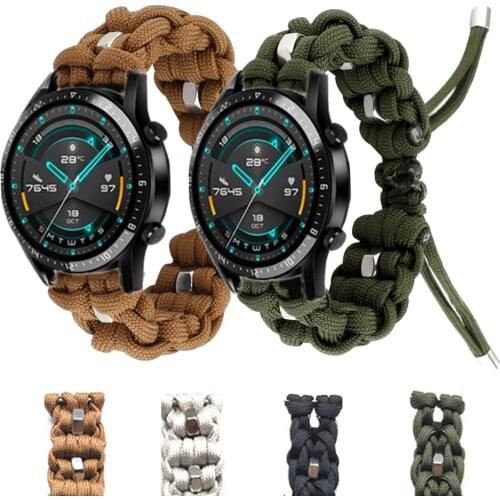 Umbrella Rope Braided Watch Band for Samsung Gear S3 Classic/Frontier Active 2 44mm 40mm Bracelet for Huawei Watch 2 Sport Strap
