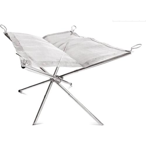 Camping Stove Fire Bracket Outdoor Patio Stainless Steel Mesh Foldable Firewood Rack