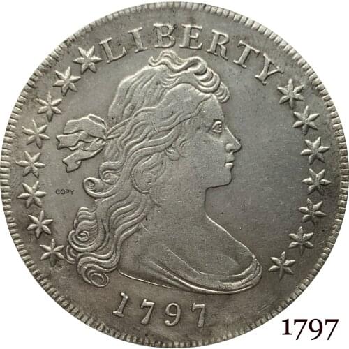 United States Of America Coin 1797 Liberty Draped Bust One Dollar Small Eagle Cupronickel Silver Plated Copy Coins