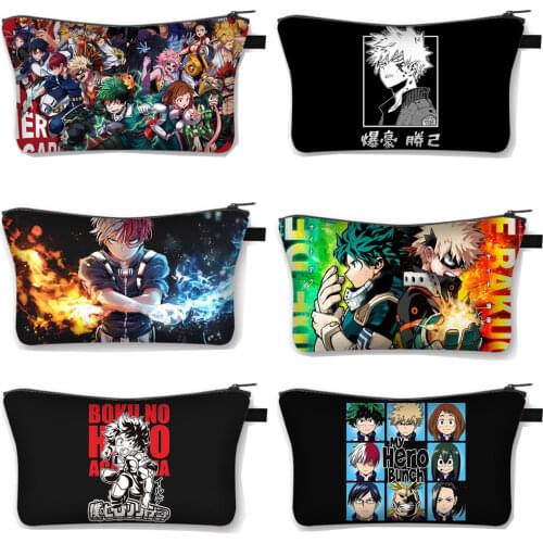 Anime My Hero Academia Cosmetic Bag Cartoon Himiko Toga Dabi Makeup Beauty Bags Girls Clutch Boku No Hero Academia Cosmetic Case