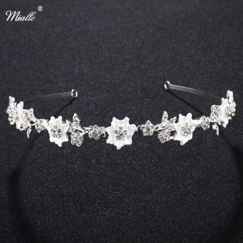 Miallo Wedding Tiaras Crowns Bridal Princess Crown Party Wedding Crystal Flower Tiara Headband Hair Jewelry Rim for Hair