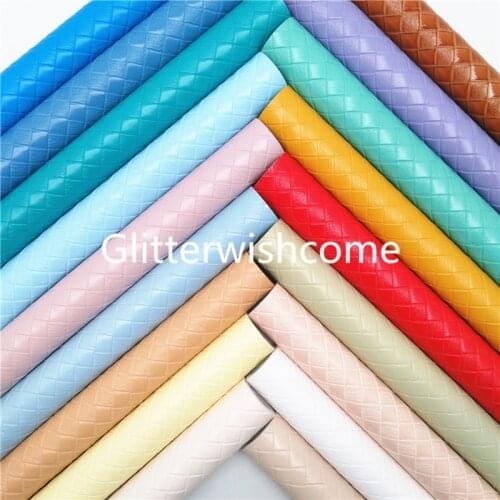 Glitterwishcome 21X29CM A4 Size Weave Embossed Synthetic Leather, Faux Leather Fabric Sheets for Bows GM993A