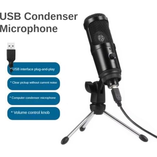 Microphone Usb Headset with Microphone for Pc Plug & Play Condenser Mic Boom Volume Control for Streaming Gaming Singing Laptop