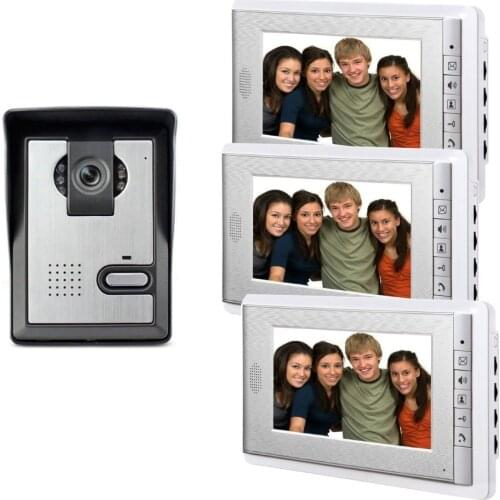 7 Inch Monitor Video Door Phone Intercom Doorbell system visual intercom 1 Camera 3 Monitor Video Door bell interphone kit