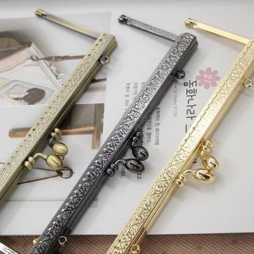 Vintage 5Pcs/lot 20cm Bud Head Ears Knurling Metal Opening Bags DIY Sewing Bag Accessories Purse Frame Mouth Gold Kiss Clasp