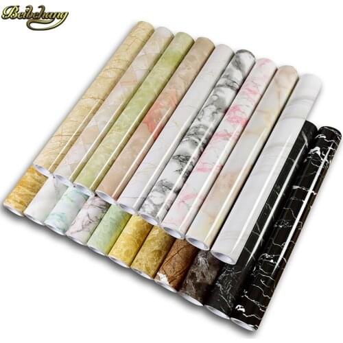 Beibehang 60X500cm Waterproof Self-adhesive marble Wallpaper kitchen PVC sticker waterproof wall paper for living room bathroom