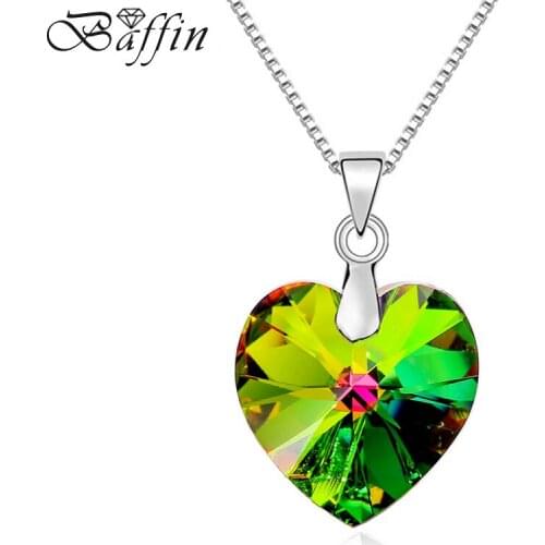 BAFFIN Made With SWAROVSKI Elements Crystal Heart Pendant Necklaces For Women Fashion Collier Joyas Mothers Day Gift