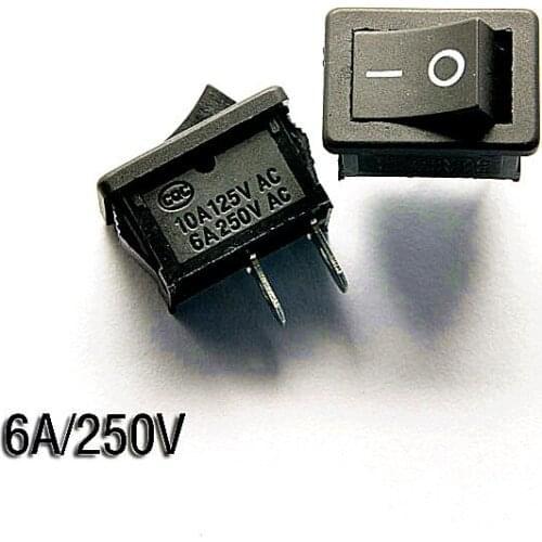 100pcs/lot Ship type switch warped power switch KCD1-101 black 2 gear 6A/250V