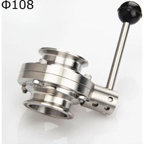 108mm Sanitary Butterfly Valve SS304 Stainless Steel Ferrule OD119mm Tri Clamp Dairy Product Homebrew Beer